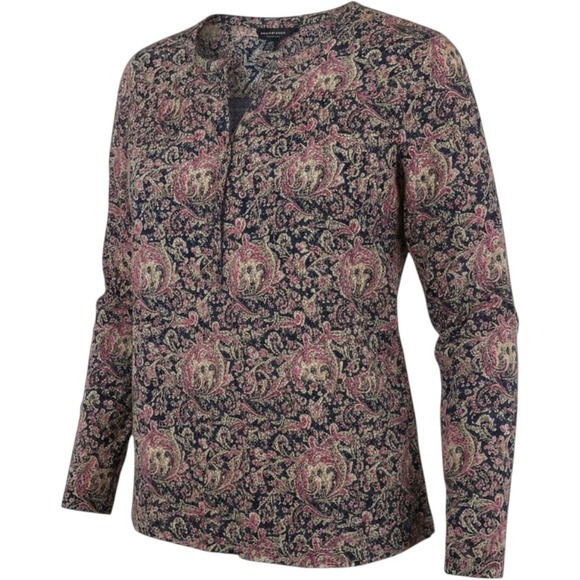 Lucky Brand Tops - Lucky Brand Paisley Henley Blouse‎ Cotton Modal Size Medium Bohemian Pink Navy